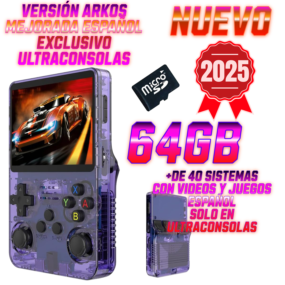 Consola Portatil R36s Morado  64gb